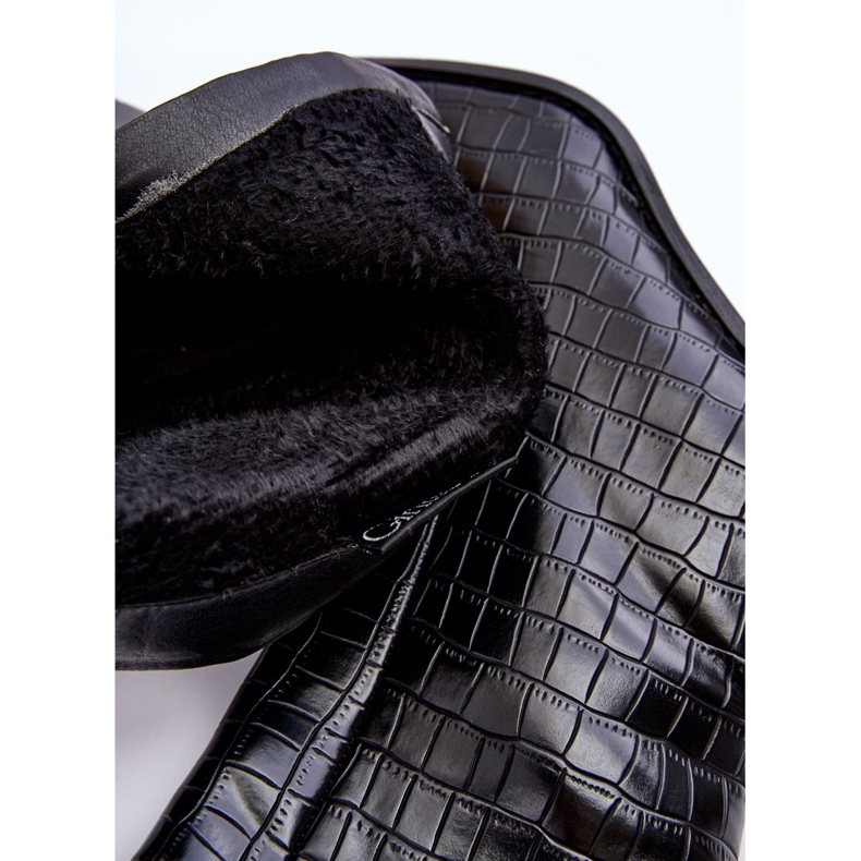 Botas de cano alto de couro estampa cobra preto Kornell 1