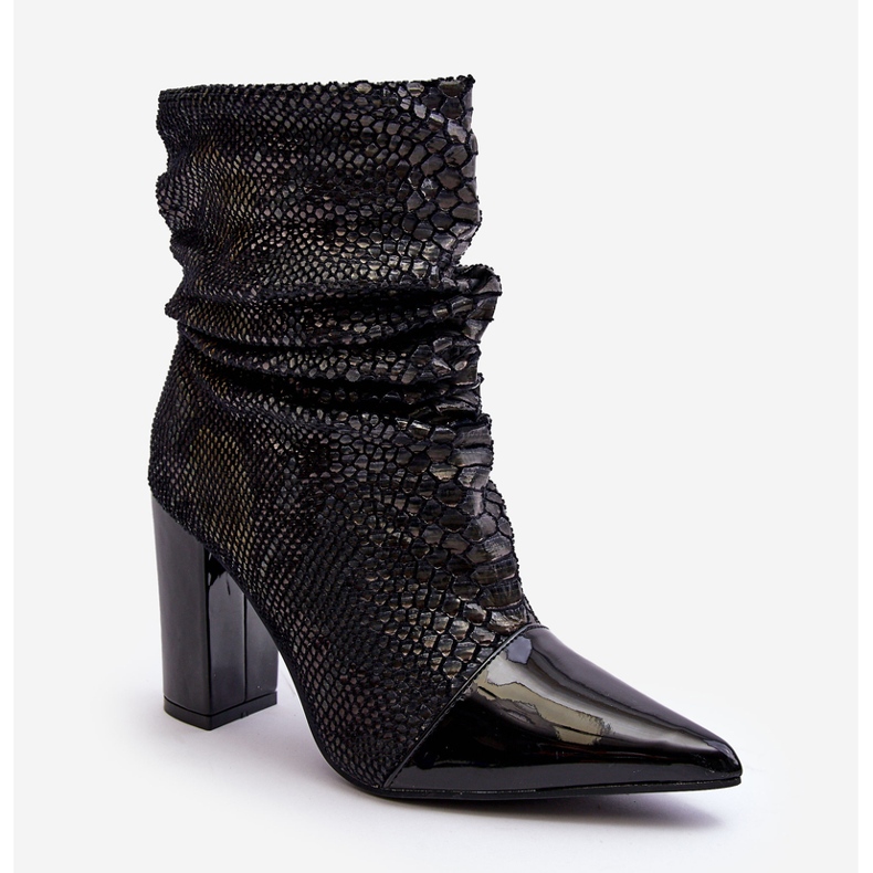 Botas Salto Alto Casima Preta Cobra Enrugada preto 1