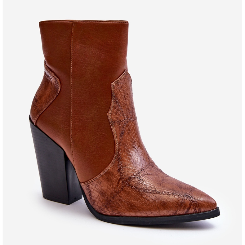 Botas femininas de couro de caubói marrom Fiorene castanho 1