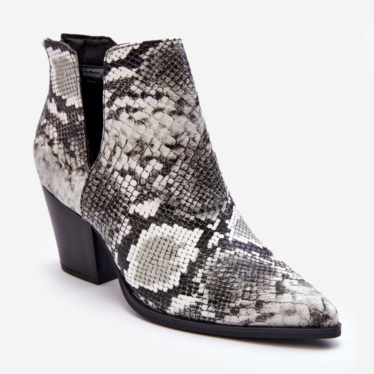Botas femininas de cobra cortadas em preto e branco Caderina 1