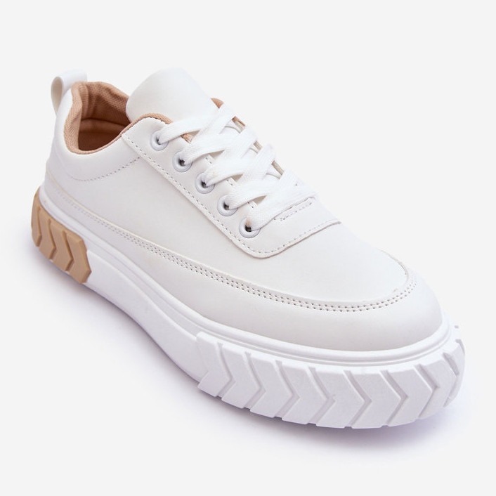 PG1 Tênis plataforma clássico branco e bege Nannzie 1