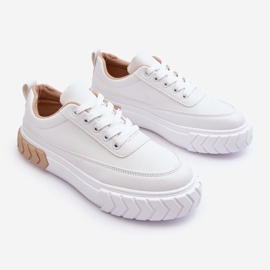 PG1 Tênis plataforma clássico branco e bege Nannzie 2