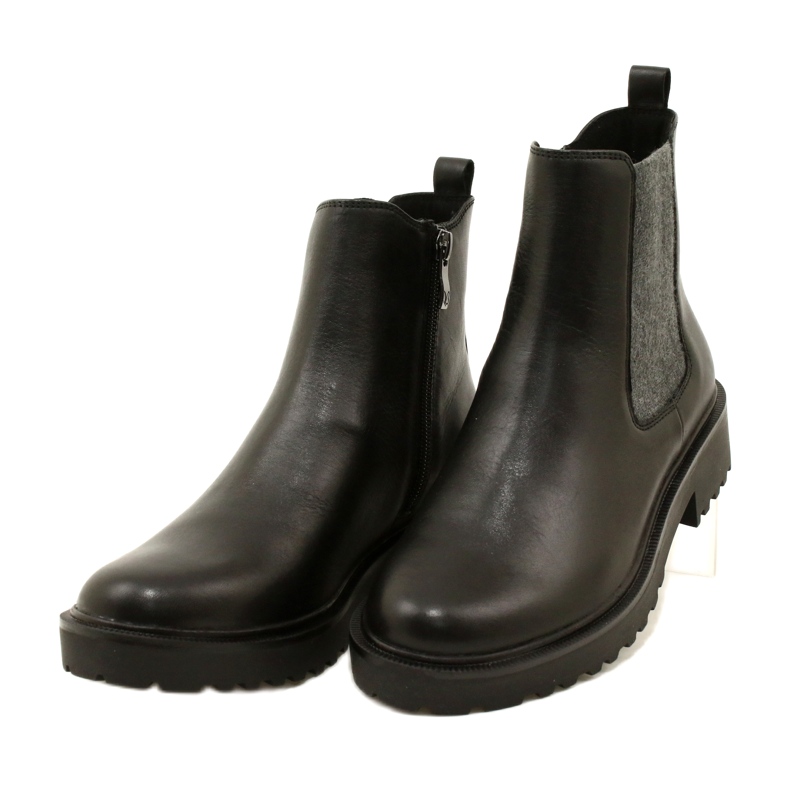 Caprice Botas de couro feminino no capricho mais grosso 9-25419-41 022 Black preto 3