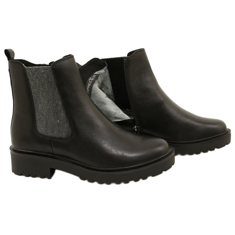 Caprice Botas de couro feminino no capricho mais grosso 9-25419-41 022 Black preto 5