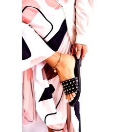 S.Barski Chinelos femininos de couro com ornamento preto 1