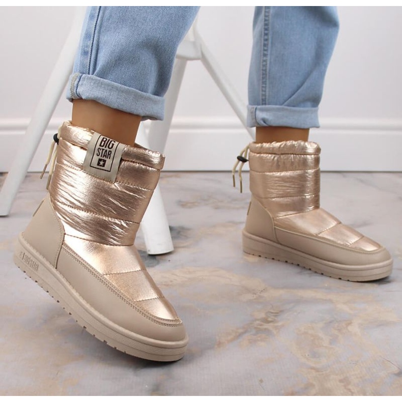 Botas de neve metálicas Big Star W INT1589D bege dourado 2