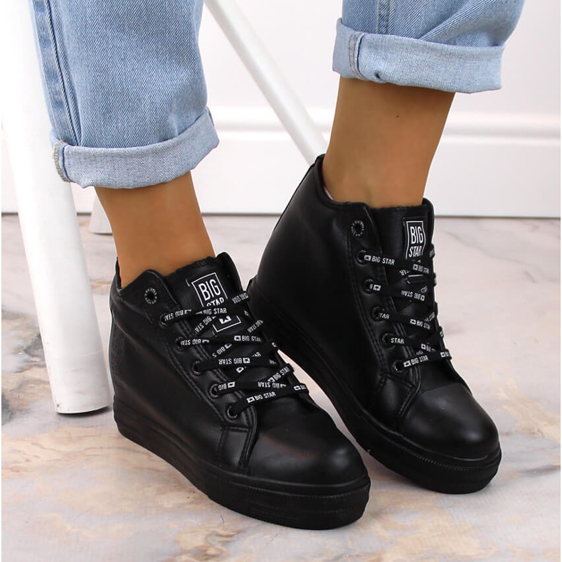 Ténis Wedge pretos de mulher Big Star EE274127 1