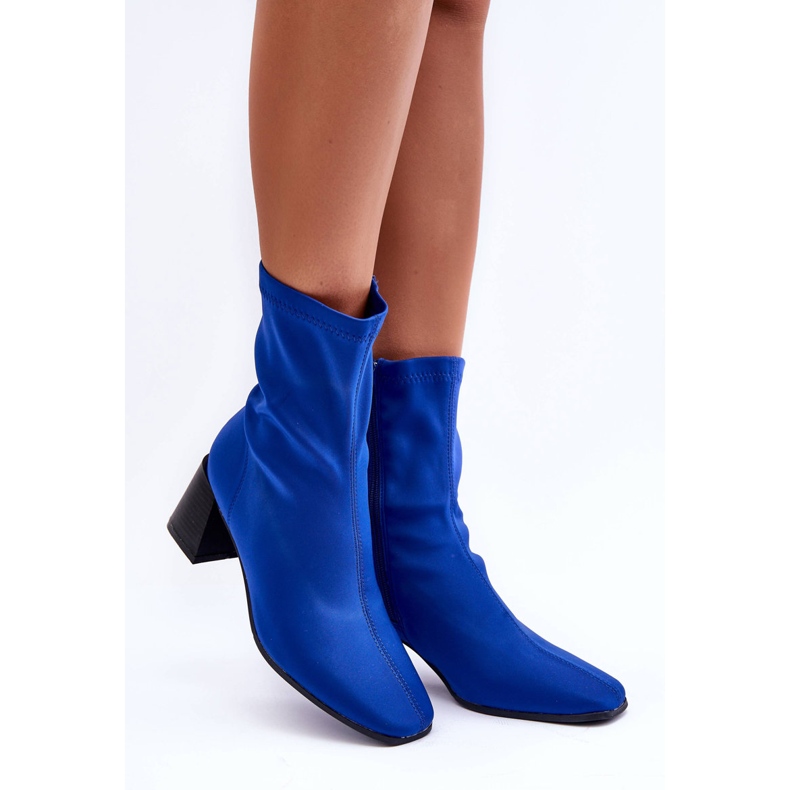 Botas azuis de tecido Amisa com zíper azul 2