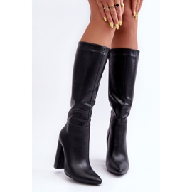 Elegante Couro Salto Alto Preto Eudonice 2