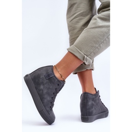 Tênis feminino de couro com cunha Big Star MM274005 cinza 1