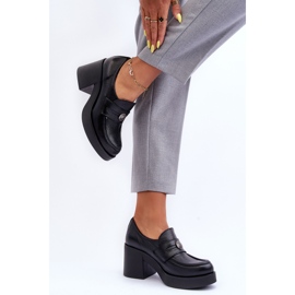 Lemar Sapatos femininos de couro com salto preto Dunadia 2