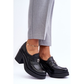 Lemar Sapatos femininos de couro com salto preto Dunadia 6