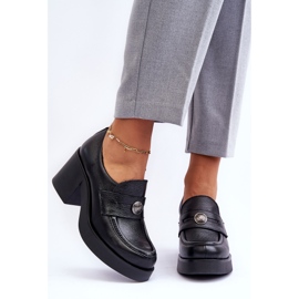 Lemar Sapatos femininos de couro com salto preto Dunadia 7