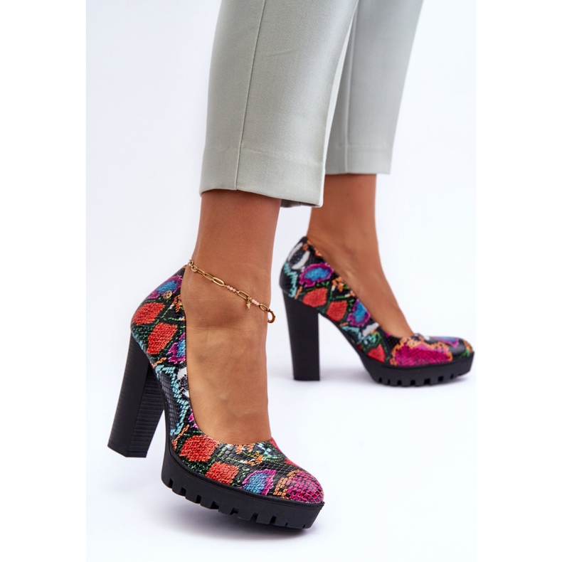 Sapatos de salto de couro Maciejka 02629-56 multicoloridos 1