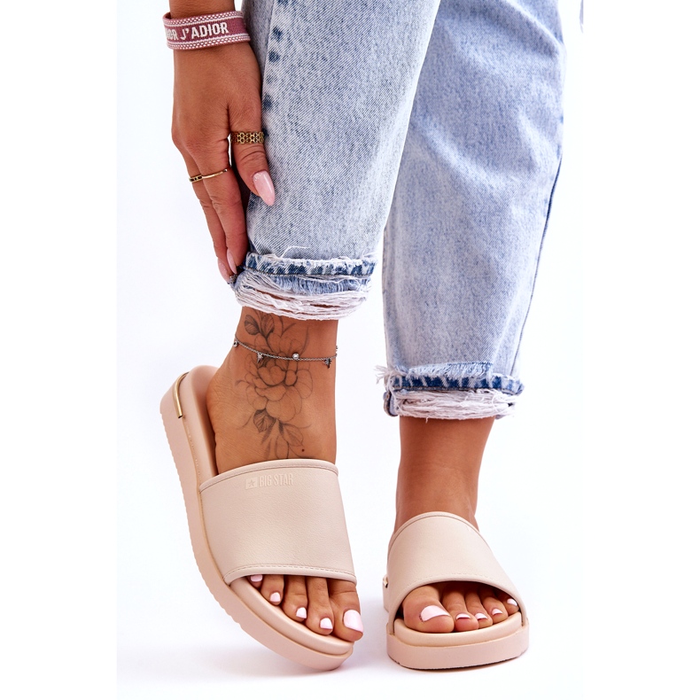 Chinelos plataforma femininos Big Star LL274933 bege 3