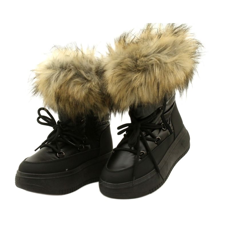 News Botas de neve femininas com peles 23SN26-6567 preto 5