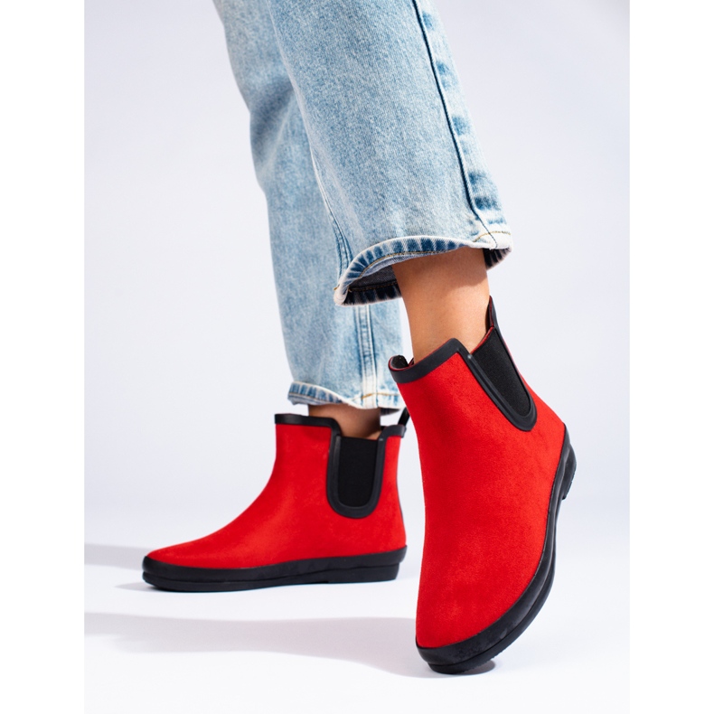 W. Potocki Botas de camurça isoladas vermelhas de borracha, Potocki vermelho 1