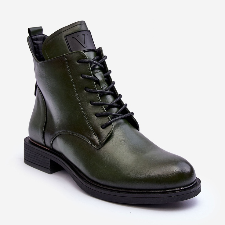 Vinceza Botas femininas de trabalho em couro verde Tedrick 1