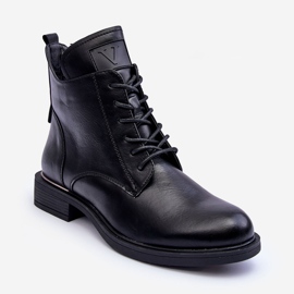 Vinceza Botas femininas de trabalho em couro pretas Tedrick preto 1