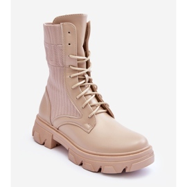 Botas de trabalho femininas com cadarço bege Marlissa 2