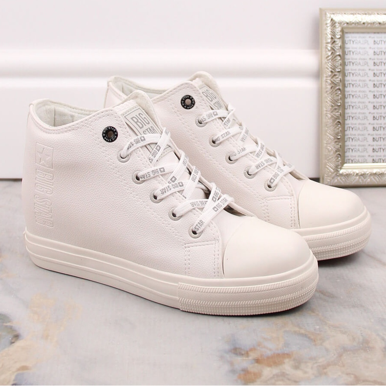 Tênis feminino com cunha branco Big Star EE274128 2