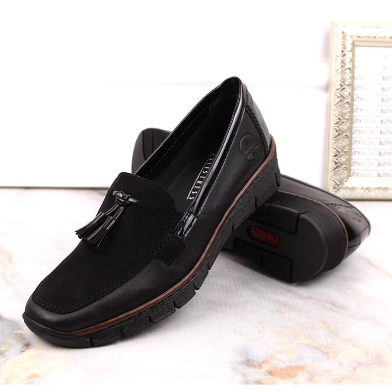 Sapatos de cunha de mulher pretos Rieker 53771 1