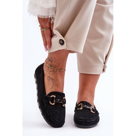 PG1 Mocassim feminino de camurça com decoração preto Dionira 1