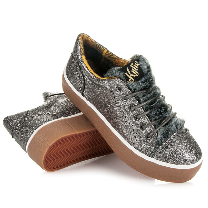Kylie tênis com pelo cinza 1 Kylie tênis com pelo cinza 1