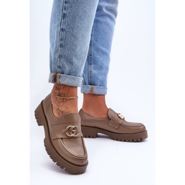 Laura Messi Sapatos Femininos de Couro com Decoração Bege Escuro Rosefalls 1