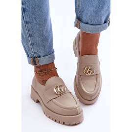 Laura Messi Sapatos femininos de couro com decoração de cascata bege 2