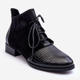 Botas femininas de salto baixo preto S.Barski 259-1 1