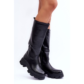 Sergio Leone Botas femininas de couro salto baixo preto Nenet 1