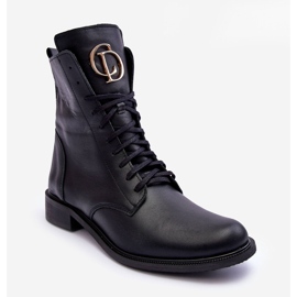 Botas de couro com cadarço e decoração preta Nicole 2750 preto 1