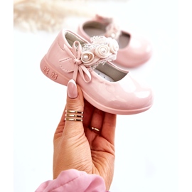 Sapatilhas infantis de velcro com renda, rosa 1