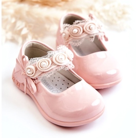 Sapatilhas infantis de velcro com renda, rosa 2