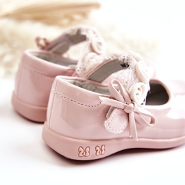 Sapatilhas infantis de velcro com renda, rosa 5