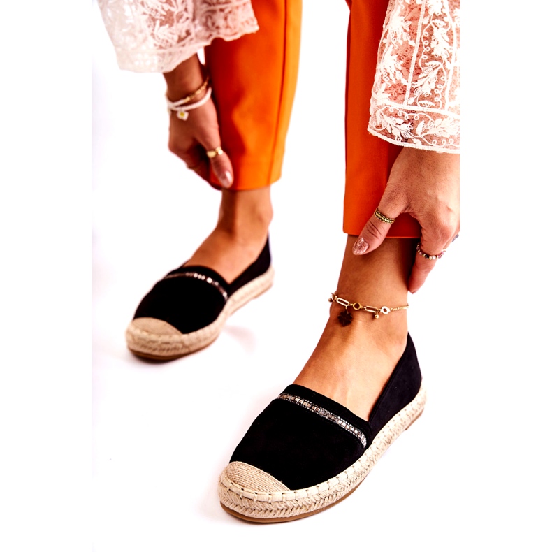 S.Barski Alpargatas femininas clássicas pretas Slip-On Cersei preto 7