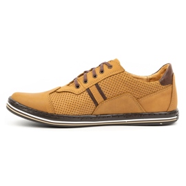 Polbut Sapatos masculinos casuais de couro 1801P vermelho laranja 1