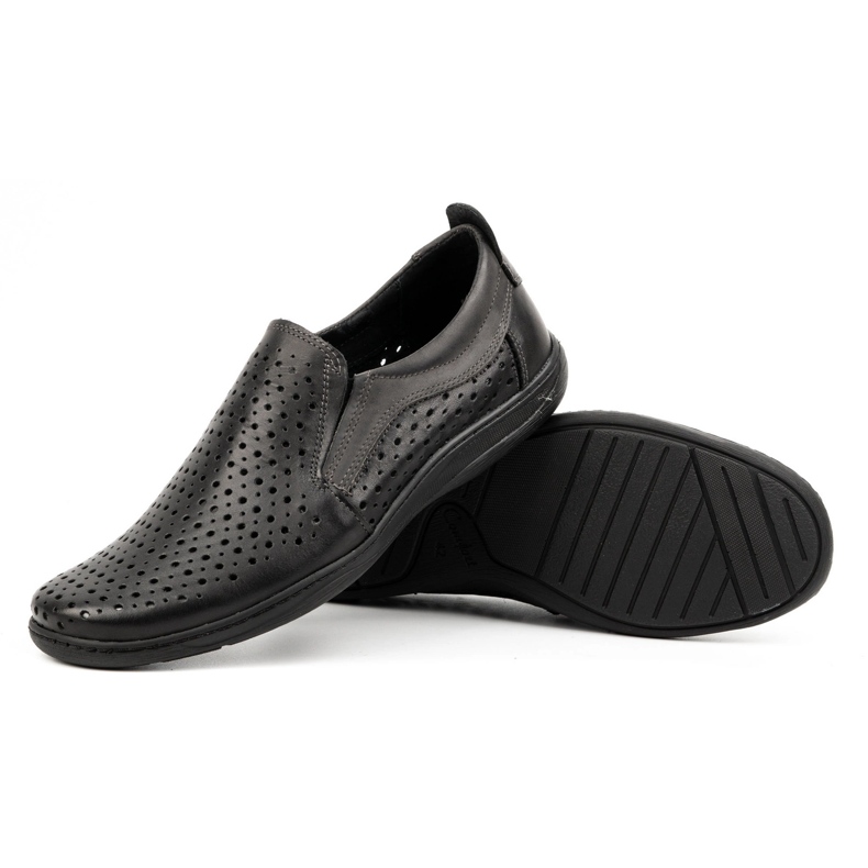 Olivier Mocassins masculinos abertos para o verão 662 preto 1