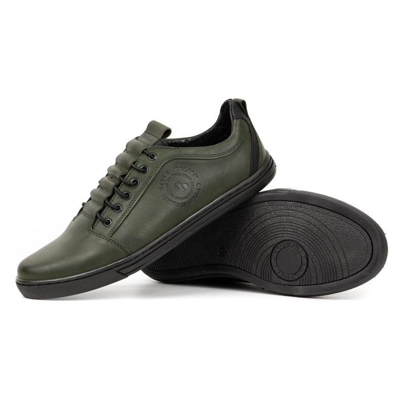 Polbut Sapatos de couro masculinos casuais 2121/2 caqui verde 1