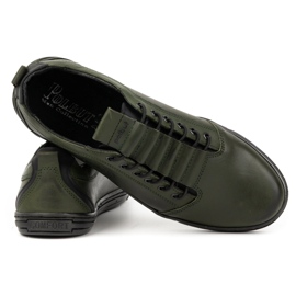 Polbut Sapatos de couro masculinos casuais 2121/2 caqui verde 2