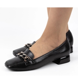 Exquisite Sapatos de pele de salto alto de mulher 1451EX preto 1