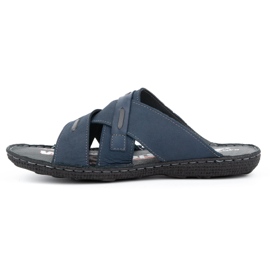 Kampol Chinelos de pele de homem 201/N nubuck azul marinho 1
