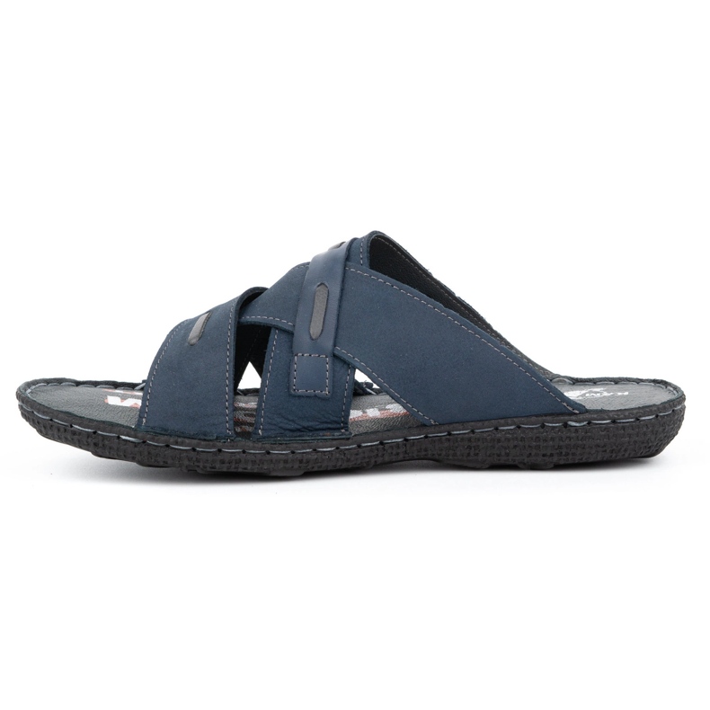 Kampol Chinelos de pele de homem 201/N nubuck azul marinho 1
