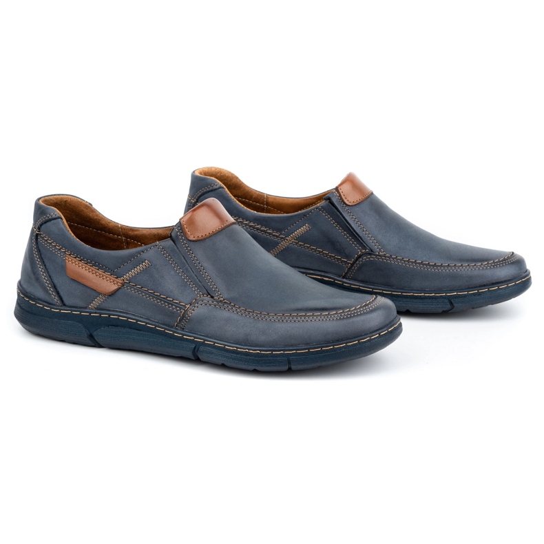 Olivier Sapatos de homem em pele tipo slip-on 62K azul marinho 2
