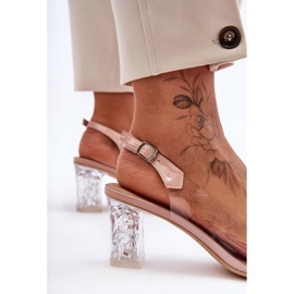 Sandálias elegantes decoradas rosa no salto S.Barski MR1037-23 2