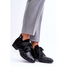 PD1 Salto baixo feminino com cadarço preto Meroni 1