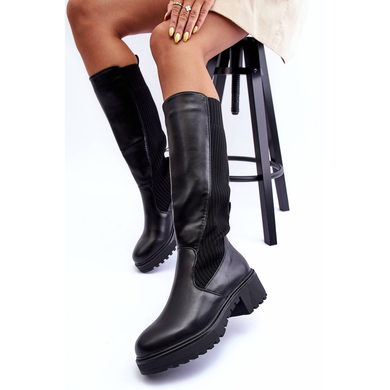 Botas pretas de couro Fenwell acima do joelho preto 2