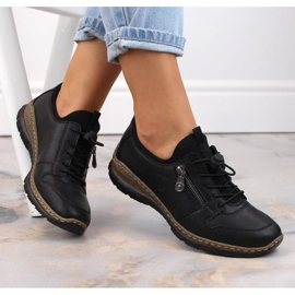 Sapato sem cadarço de couro Rieker W RKR609 preto 1
