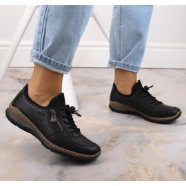 Sapato sem cadarço de couro Rieker W RKR609 preto 2